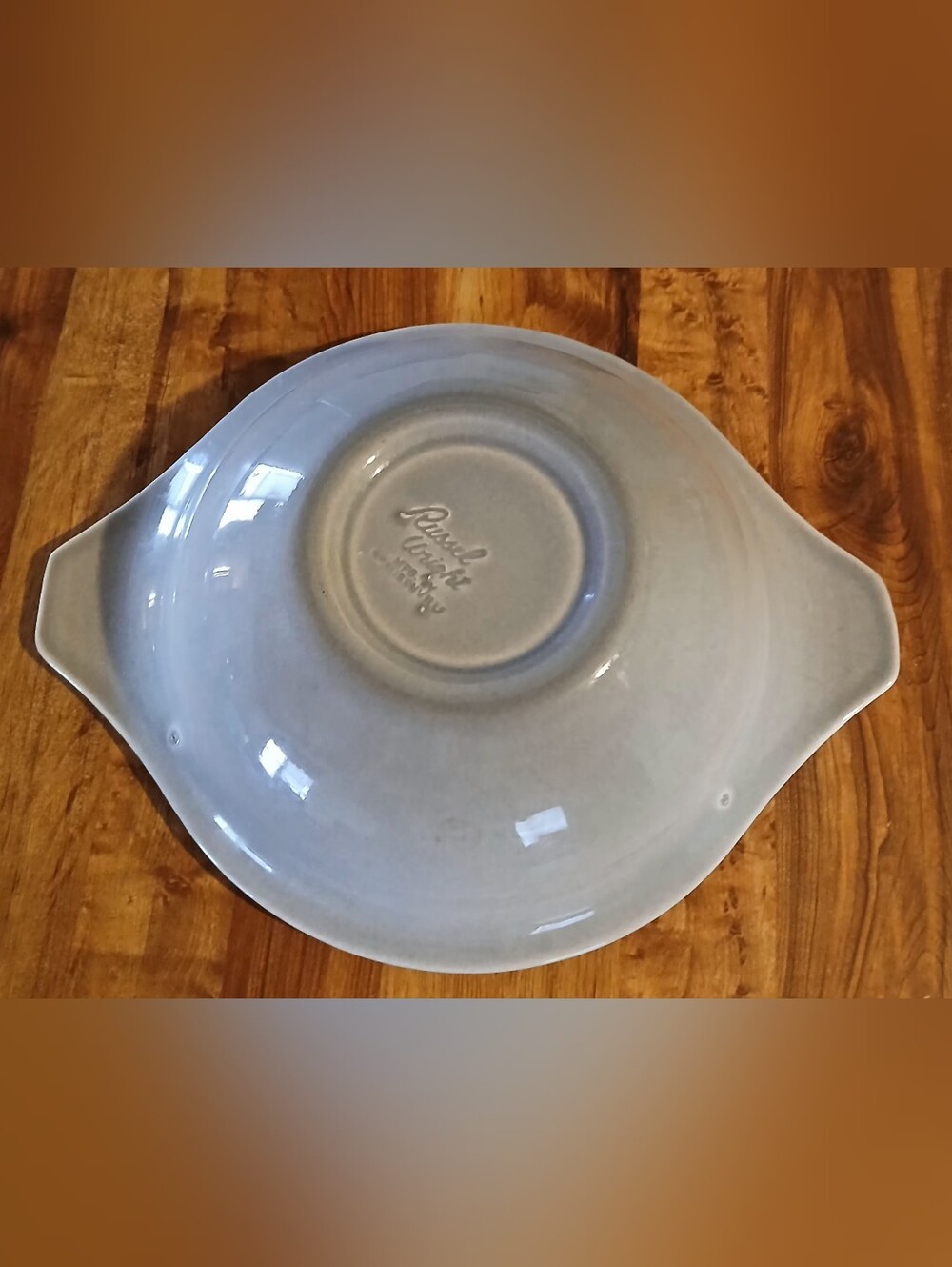 Russel Wright Light Gray Ceramic Serving Bowl with Handles